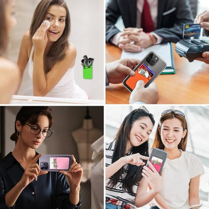 Senose 5 Pack Cell Phone Wallet, Silicone Phone Card Holder - color: Red+Orange+Pink+RoseRed+Light Green