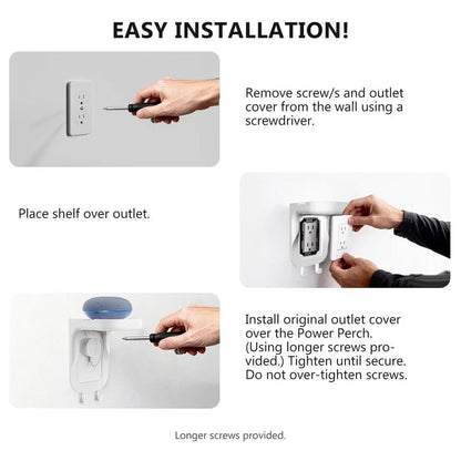 WALI Outlet Shelf Wall Holder, Fit for Duplex GFCI Decorative Outlet Shell A Space Saving for Smart Home, Speaker Mounts up to 20lbs with Cable Management (OSH002-W), White - size: Medium
