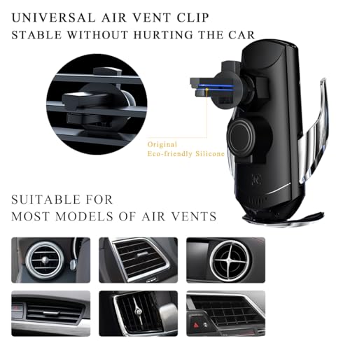 Ohleats Wireless Car Charger Mount, 15W Automotive Electric Wireless Charger Holder, Car Air Vent Mount Bracket Fast Charging for Most Smartphone, Universal Car Accessories (Black) - color: Black