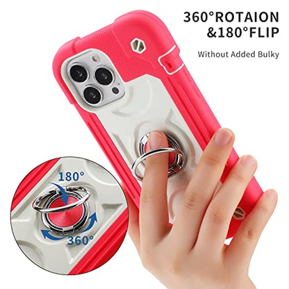 MARKILL Compatible with iPhone 13 Pro Max Case 6.7 Inch with Ring Stand, Heavy-Duty Military Grade Shockproof Phone Kids Cover for iPhone 13 Pro Max Hot Pink - color: Hot Pink, size: iPhone 13 Pro Max 6.7"