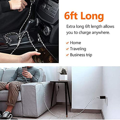 Multi Charger Cable, 6ft 2Pack Braided Multi USB Cable 3 in 1 Charging Cord