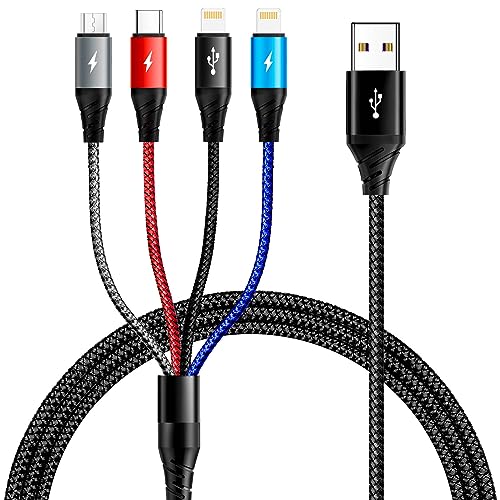 Multi Charging Cable [2Pack 6ft] Fast USB Charger Cord 3.5A Braided 4 in 1