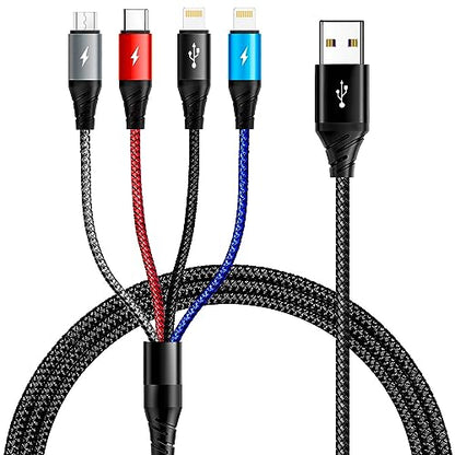 Multi Charging Cable [2Pack 6ft] Fast USB Charger Cord 3.5A Braided 4 in 1