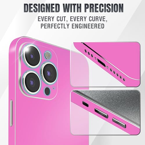 2Pcs Skin Wrap Compatible for iPhone 15 Pro – Slim Decal Vinyl Protective Film for Sides & Back – Sleek Fit, Premium Look – Compatible with All iPhone 15 Pro Cases - Pink - color: Pink
