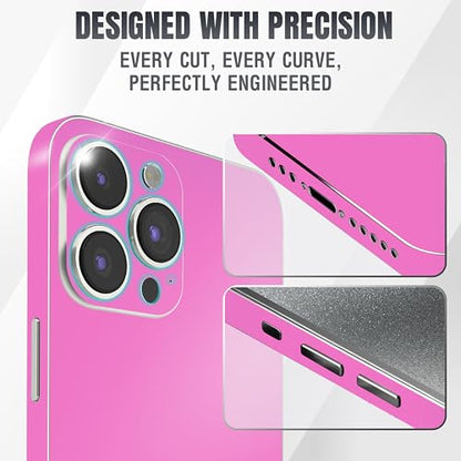 2Pcs Skin Wrap Compatible for iPhone 15 Pro – Slim Decal Vinyl Protective Film for Sides & Back – Sleek Fit, Premium Look – Compatible with All iPhone 15 Pro Cases - Pink - color: Pink