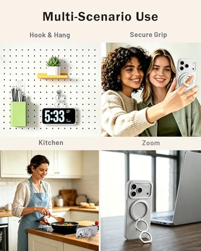 Phone Ring Holder for MagSafe,360°Rotation Magnetic Phone Grip Ultra-Thin & Lightweight Kickstand for iPhone 17/16/15/14/13/12 Series Silver - color: Silver