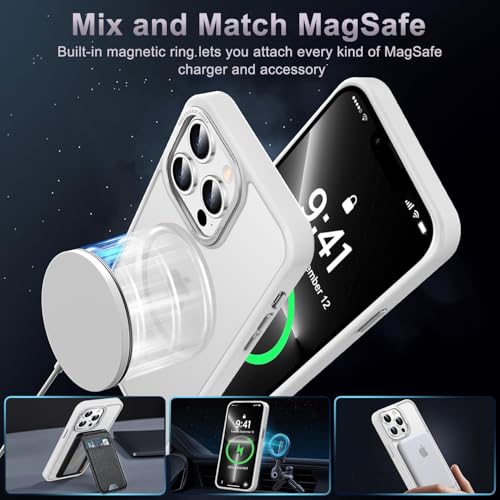 Newfuture Magnetic for iPhone 13 Pro Max Case Shockproof, Frosted White | Military Drop Protection, Slim Matte Anti-Fingerprint, Compatible with Magsafe, Camera Guard, Translucent Protective Cover - color: Frosted White, size: iPhone 13 Pro Max 6.7 inch