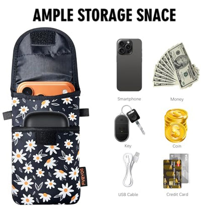 Neoprene Phone Sleeve Pouch Case Bag for Men Women w/Crossbody Strap/Neck Lanyard for iPhone 17/16/15/14 Pro Max, Samsung S25，Pixel 10 - color: Chrysanthemum Cell Phone Sleeves