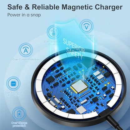 Magnetic Wireless Charger Stand + Charging Pad for iPhone Duo/18-12 Series - color: Black