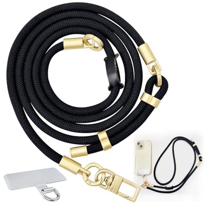 DAOSUN Phone Lanyard CellPhone Strap Crossbody, 3 in 1 Detachable Anti Theft Phone Cross Body Strap - color: Black-8mm Paracord