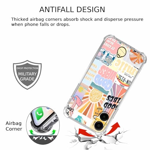 Case for Samsung Galaxy A06 4G/5G with Aesthetic Design,Good Vibes Positive Quote Collage,Clear Slim Soft TPU Bumper Phone Cover,6.7”(Good,A06)