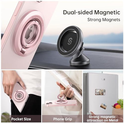 SYNCWIRE Magnetic Phone Ring Holder, for MagSafe Phone Grip Stand Kickstand - color: Pink