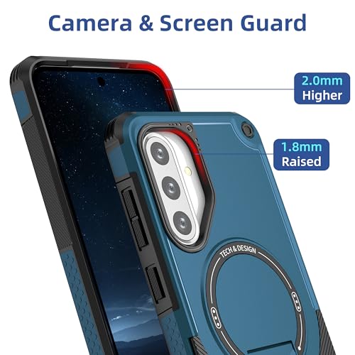 for Galaxy A37/A36-5G Case Military-Grade Dropproof Phone/Invisible Kickstand with MagSafe/HD Screen Protector, Protective Magnetic Phone Cover for Samsung Galaxy A37 4G/5G&A36 5G (Blue) - color: Blue