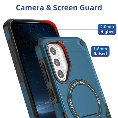 for Galaxy A37/A36-5G Case Military-Grade Dropproof Phone/Invisible Kickstand with MagSafe/HD Screen Protector, Protective Magnetic Phone Cover for Samsung Galaxy A37 4G/5G&A36 5G (Blue) - color: Blue