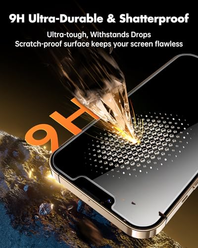 UNBREAKcable 4PCS Screen Protector for iPhone 13 Pro Max - 2 Privacy Tempered Glass+2 Clear Glass Double Shatterproof [Installation Frame] [9H Hardness] [Case Friendly] Anti-Scratch iPhone 6.7 inch - size: iPhone 13 Pro Max