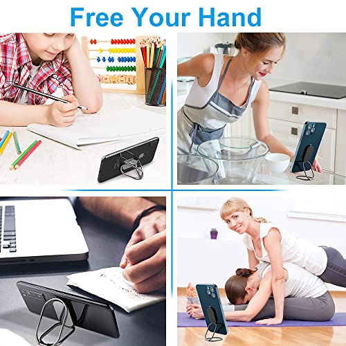 Phone Ring Holder Finger Kickstand, Foldable 360° Rotation Cellphone Grip for Desk, Office Desktop, Cell Phone Stand Compatible with iPhone iPad Smartphones Tablets (with Magnetic Car Mount) - color: Dark Grey