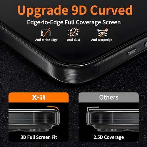 X-it 2 Packs Privacy Screen Protector for iPhone 16 Pro 6.3-inch - [Auto-Dust Removal] 9H+ Tempered Glass [10X Military Protection], Bubble Free, Case Friendly