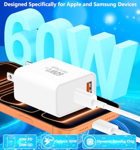 Apple MFi Certified iPhone 17 Charger Fast Charging 4Pack 60W USB C Charger - color: Pure White