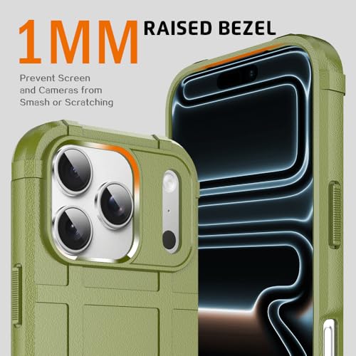 Rugged Shield Case for iPhone 17 Pro (6.3"), 8ft Military Drop Proof, Wear Resistant Tactical Cover, Army Green - color: Army Green, size: iPhone 17 Pro