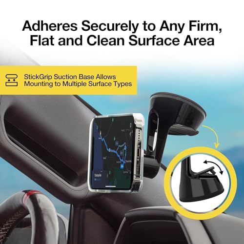 Scosche MP2WD-XTSP MagicMount Pro2 Magnetic Car Phone Holder - Ultimate Magnetic Car Mount for Windshield or Dashboard with Suction Cup - Compatible with MagSafe, iPhones, Galaxy, Pixel & Smartphones