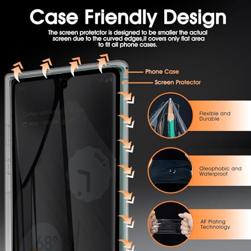 3 Pack Privacy Screen Protector for Google Pixel 7 Pro 6.7", Ultra-Thin Anti-Spy Soft TPU Hydrogel Protective Film for Google Pixel 7 Pro - Self-Healing, Touch Sensitive, Case Friendly - size: Google Pixel 7 Pro