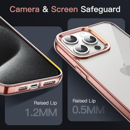 JETech Case for iPhone 15 Pro 6.1-Inch, Non-Yellowing Shockproof Phone Bumper Cover, Anti-Scratch Clear Back (Rose Gold) - color: Rose Gold, size: iPhone 15 Pro