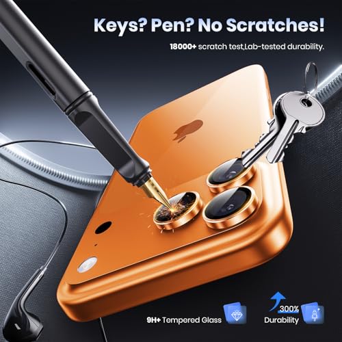 Hoerrye for iPhone 17 Pro Max/17 Pro Camera Lens Protector - Case Friendly - color: Cosmic Orange