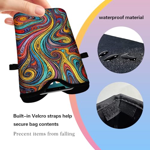 Men Women Neoprene Cell Phone Sleeve Pouch Case Bag with Crossbody Strap/Neck Lanyard 7.5 X 4.3 in (Vibrant Abstract Fluid Swirl Pattern) - color: Vibrant Abstract Fluid Swirl Pattern