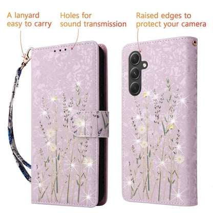 UEEBAI Wallet Case for Samsung Galaxy A16 4G/5G, PU Leather Phone Cover Kickstand RFID Blocking Flip Case Card Slots Wrist Strap Relief Engraved Pattern Magnetic Closure Folio Cover - Pansy - color: Pansy, size: Samsung Galaxy A16 4G/5G