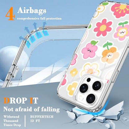 IAIYOXI Clear Case for iPhone 16, [Crystal Clear Military-Grade Drop Protection], Non-Yellowing, Slim Lightweight Transparent TPU Bumper Phone Case Cover Design - Flower Stickers - color: Flower Stickers, size: iPhone 16