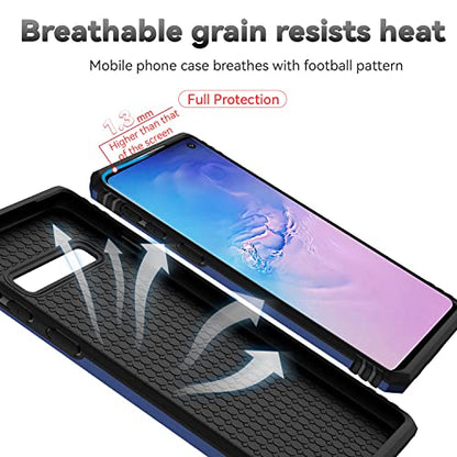 for Samsung Galaxy S10 Plus Case with Camera Lens Cover HD Screen Protector, Military-Grade Drop Tested Magnetic Ring Holder Kickstand Protective Phone Case for Samsung Galaxy S10+ Plus (Navy Blue) - color: Navy Blue with camera cover Military-Grade 2nd g