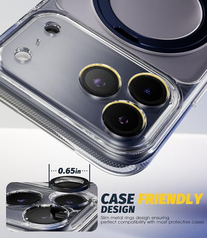 (3 Sets) Orzero Camera Lens Protector Compatible for iPhone 17 Pro&17 Pro Max&16 Pro&16 Pro Max&15 Pro&15 Pro Max&14 Pro&14 Pro Max, [EZ Install] [Case-Friendly] 9H Tempered Glass CD Pattern Lens Cover, Military-Grade Shockproof, HD Clarity Anti-Glare - B