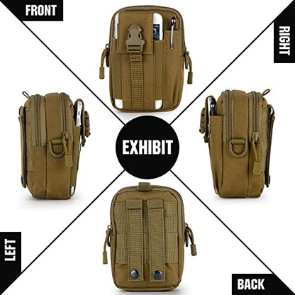 Tactical Molle Phone Pouch Compact Utility Belt Waist Bag with Shoulder Strap for iPhone 14 Plus/14 Pro Max/14 Pro/14/13 Pro Max/13/12 Pro - color: Khaki