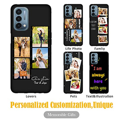 Custom Phone Case for OnePlus Nord N200 5G Multi-Picture Collages Text, Customized Personalized Phone Cover Anti-Scratch Soft Protective TPU Black Thin Cases 6.49-inch - color: Black 04 - Film, 4 Photos Name