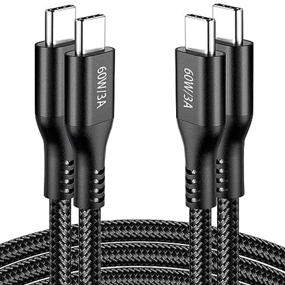 USB-C to USB-C Cable 60W 10FT 2Pack, USB C Cable Long Fast Charging - color: Black, size: 10FT