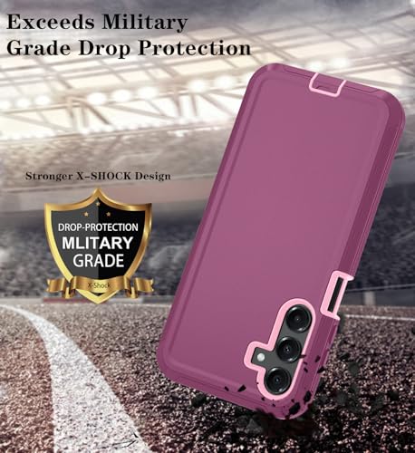 Qinmay Phone Case for Samsung Galaxy A17 5G Case, Galaxy A16 5G Case with HD Screen Protector, Heavy Duty Shockproof 3-Layer Cover Phone Case for Galaxy A17 / A16 ，WineRedPink - color: WineRedPink