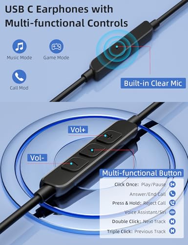 AHFYCIH Open Ear USB C Headphones Wired Earbuds with Over Ear Hook - color: Black