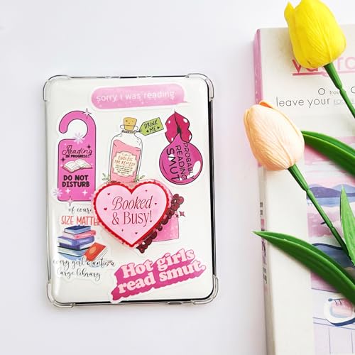 Cute Pink Heart Expandable Collapsible Grip, for with Kindle E-Readers, iPhones and Smartphones,Rotating Folding Elastic Base, A Gift for Book Lover - color: Booked&Busy