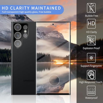 3 Pack Galaxy S23 Ultra Screen Protection with 2 Pack Camera Lens Protector, 9H Clear Hardness Tempered Glass and Anti Scratch Bubble Free Ultra Resistant(6.8”) - size: Galaxy S23 Ultra 6.8-inch