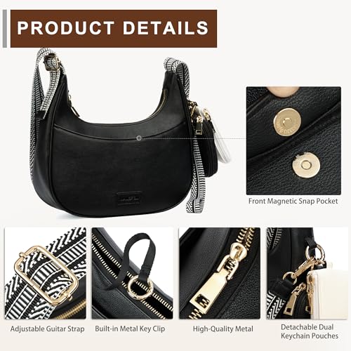Small Crossbody Bags for Women RFID Vegan Leather Wristlet Phone Mini Purse Shoulder Handbag Wallet Travel Purse - color: N-black