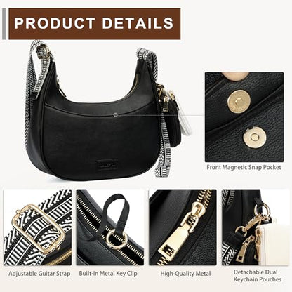 Small Crossbody Bags for Women RFID Vegan Leather Wristlet Phone Mini Purse Shoulder Handbag Wallet Travel Purse - color: N-black