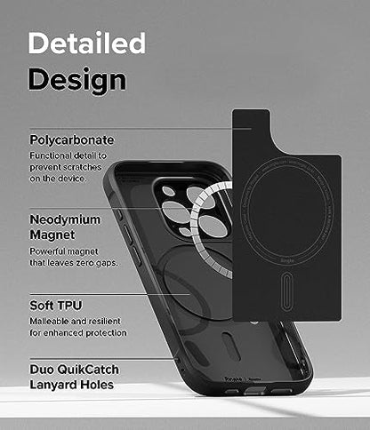 Ringke Onyx for iPhone 15 Pro Case, [Compatible with MagSafe] Oil & Dirt Resistant, Individual Lens Covers for Cameras, Non-Slip Enhanced Grip Lightweight Cover - Magnetic Black | Compatible with MagSafe, Anti-Fingerprint Texture, Slim & Lightweight Desig
