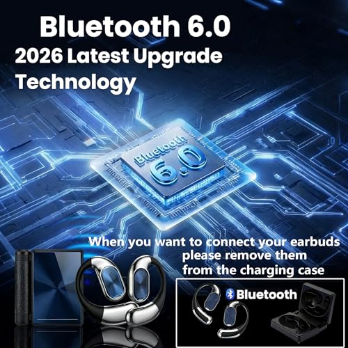 Open-Ear Headphones, Bluetooth 6.0 Wireless Earphones White - color: White