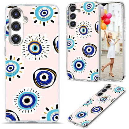 for Samsung Galaxy S24 FE Case for Girl Women Men, Full Protective Shockproof Slim Soft TPU Clear Phone Cover Cases with Design for Galaxy S24 FE,Cool Fun Fashion Blue Evil Eye - color: Blue Evil Eye