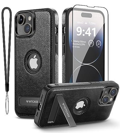 WTCASE Magnetic for iPhone 15 Plus Leather Case,Built-in Invisible Stand [Compatible with Magsafe] Protective Slim Kickstand Phone Cover Compatible with iPhone 15 Plus (2023) 6.7" (Black) - color: Black, size: iPhone 15 Plus-6.7"