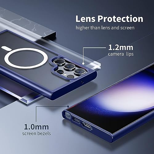 ANNGELAS for Samsung Galaxy S23 Ultra Mag Safe Case,Slim Shockproof Protective Cover with Magnetic,Frosted Hard Back Soft Silicone TPU Bumper Phone Case Compatible Galaxy S23 Ultra 6.8inch,Matte Blue - color: Matte Blue