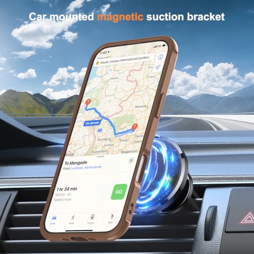 SKYLMW Compatible with iPhone Air Case with Stand,Desert Brown | iPhone Air Phone Case 6.5",Magnetic Ring Stand,Compatible with MagSafe,Military-Grade Protection,Great Grip Feeling - color: Desert Brown, size: Iphone Air
