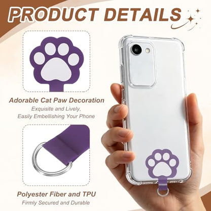 uxcell Phone Tether Tab Universal Cat Paw Phone Lanyard Case Patch Phone - color: Purple