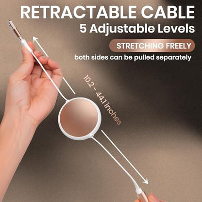 120W Fast Multi Charging Cable, 6 in 1 Retractable Charger (White Golden) - color: White Golden