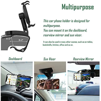 YAOKEEP Car Phone Holder Mount, 360 Degree Rotation Dashboard Phone Holder